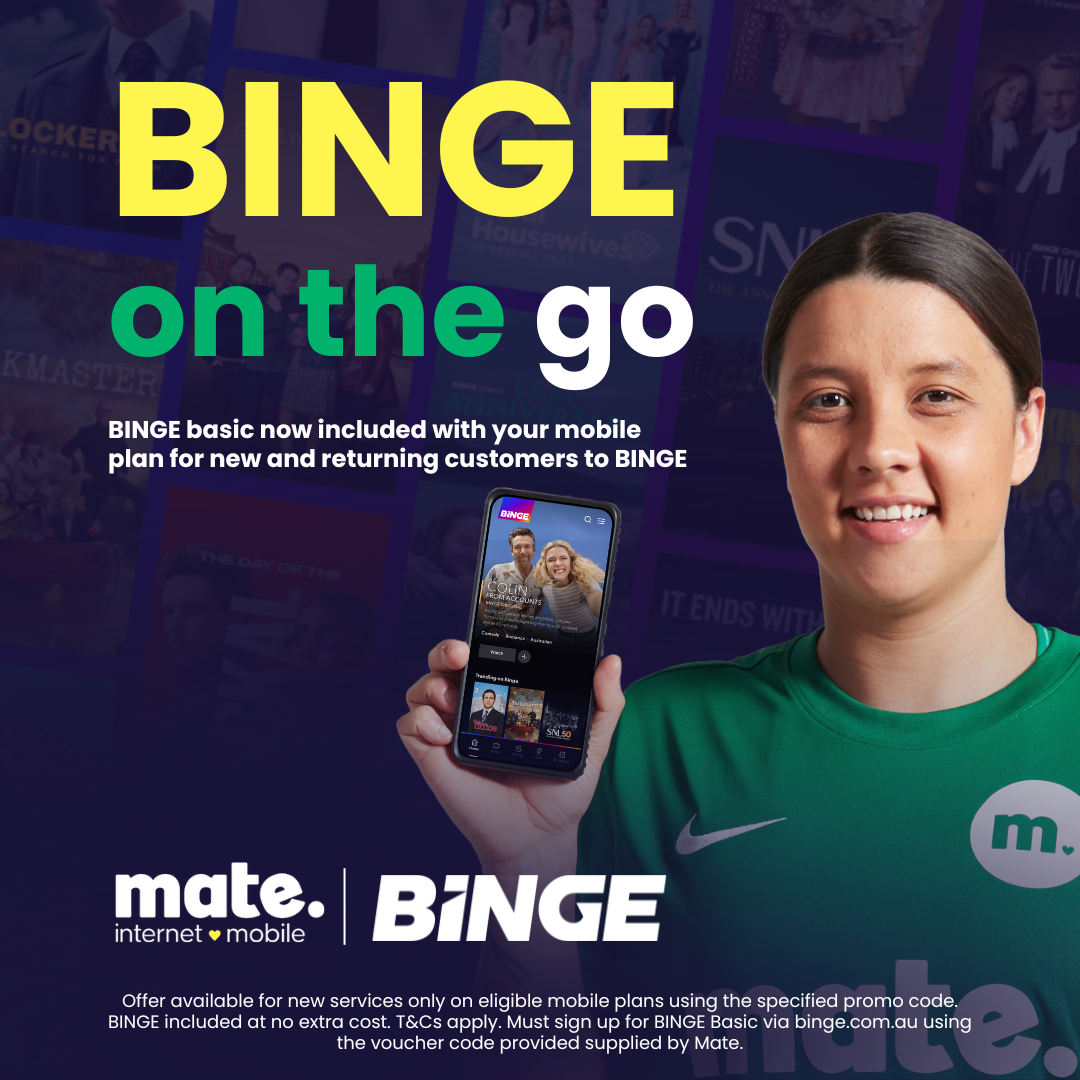Mate x Binge campaign asset