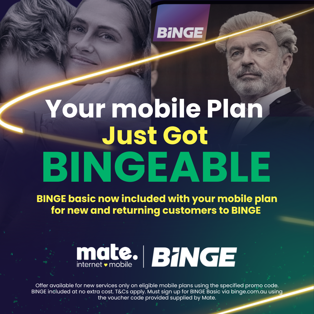 Mate x Binge campaign asset