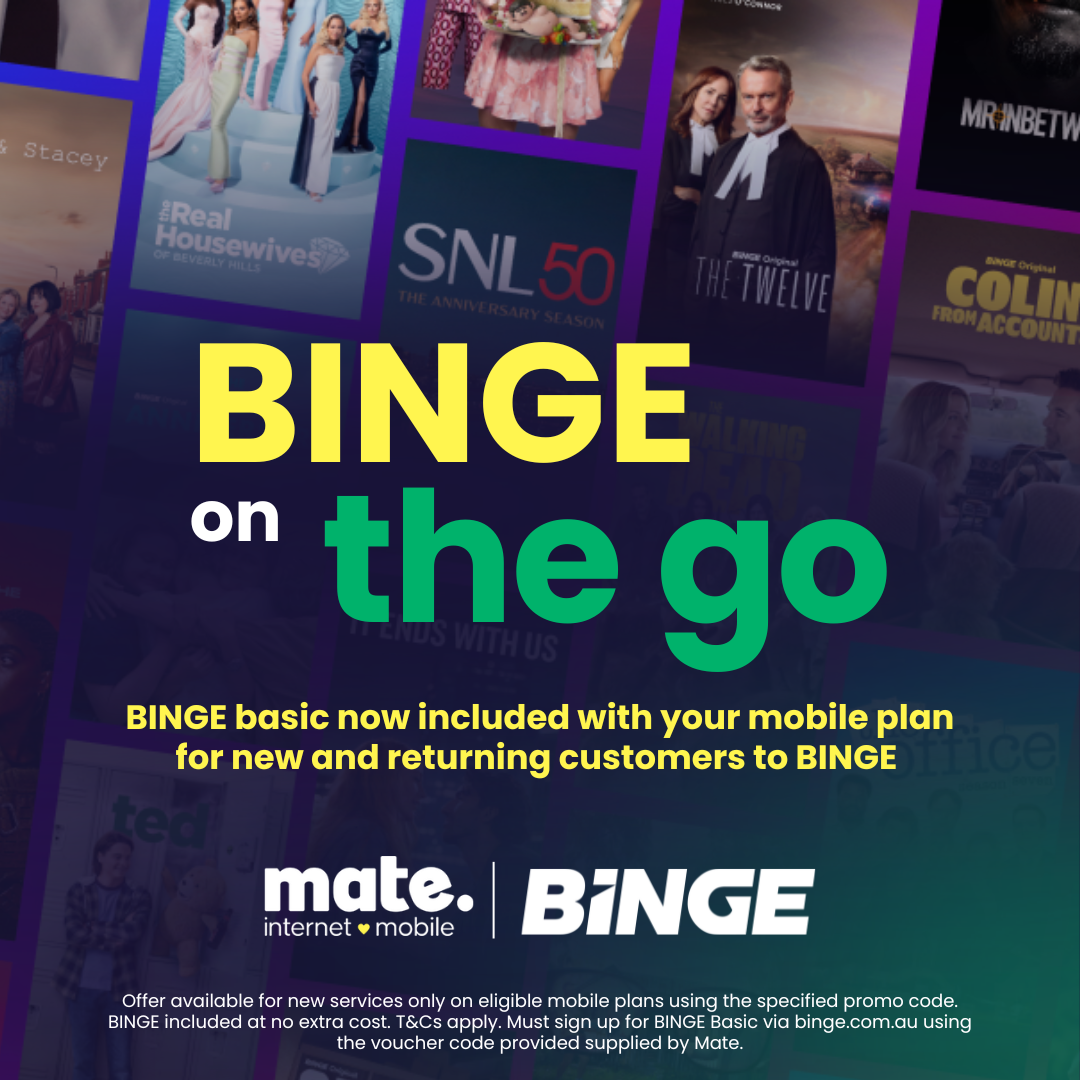 Mate x Binge campaign asset