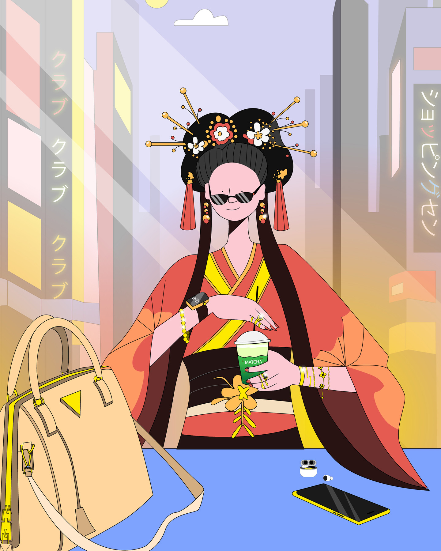 Luxury Meets Modern Japan — editorial illustration