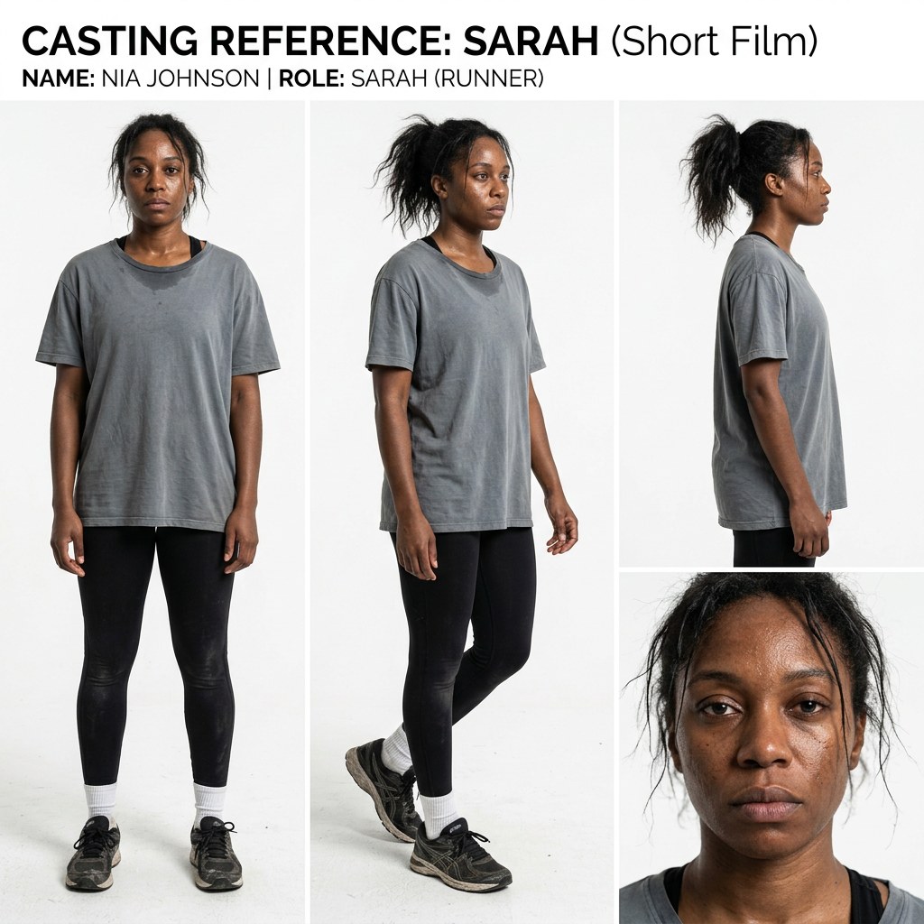The Race — casting reference / character sheet for Sarah, the runner